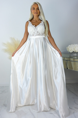 Balta zīda kāzu kleita ar svārkiem Marietta