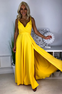Dzeltena maksi kleita ar apkakli Valencia