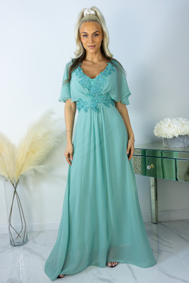 Gloria ābelzaļa izrotāta maksikleita ar krūtīm