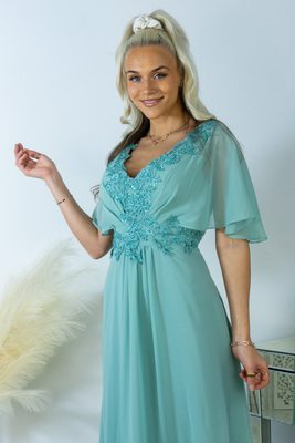 Gloria ābelzaļa izrotāta maksikleita ar krūtīm