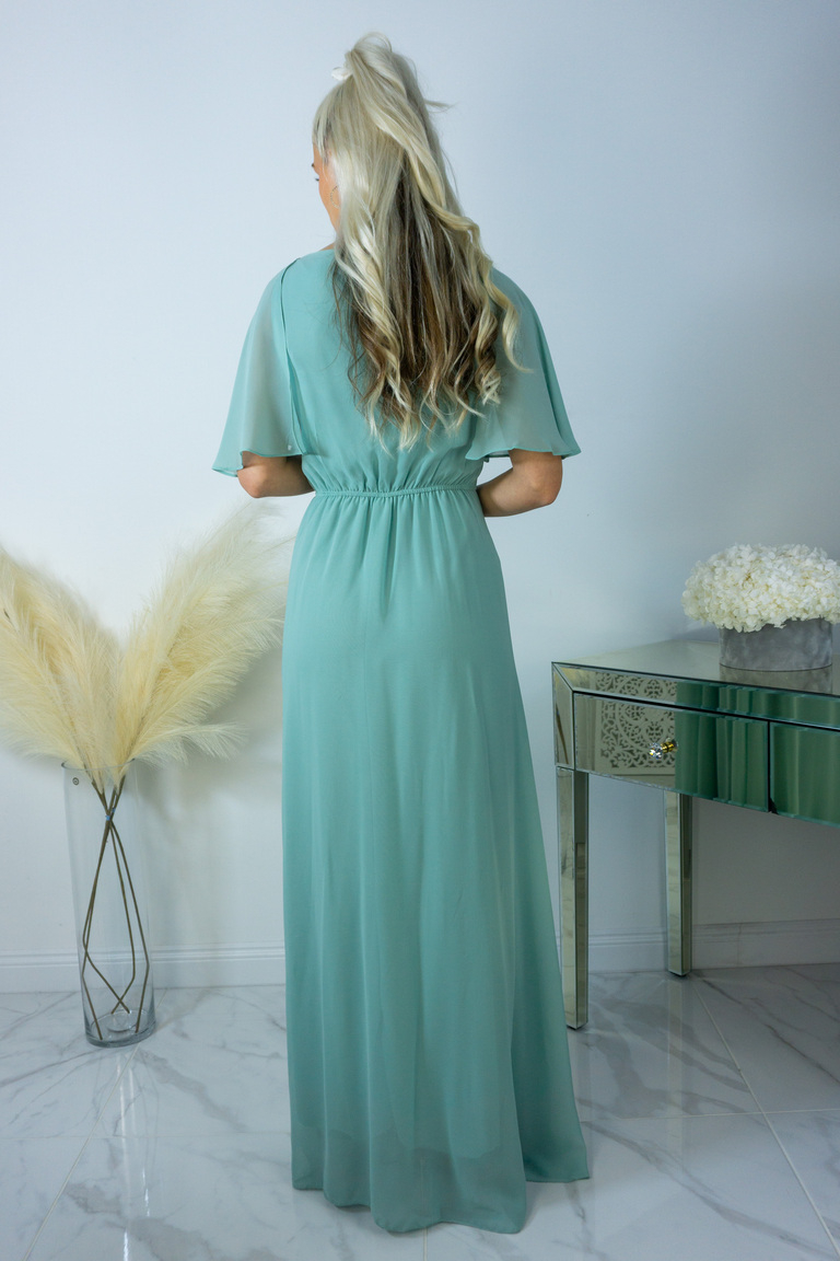 Gloria ābelzaļa izrotāta maksikleita ar krūtīm