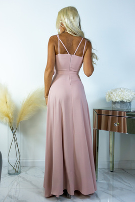 Valencia maxi kleita ar dziļi rozā šķēlumu