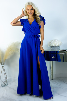 Zila maxi kleita ar tauriņa piedurknēm Cathrine