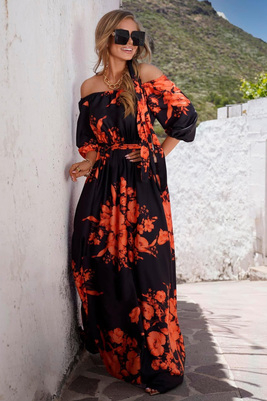 Black floral maxi dress Melody
