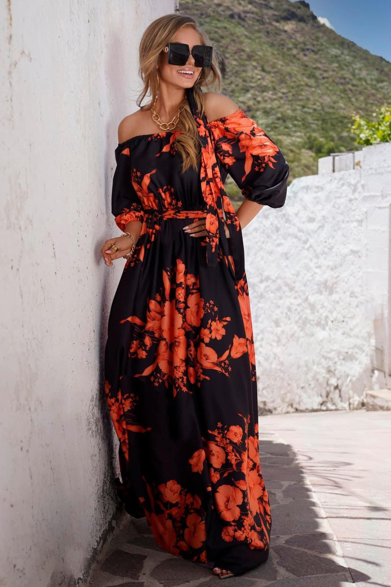 Black floral maxi dress Melody