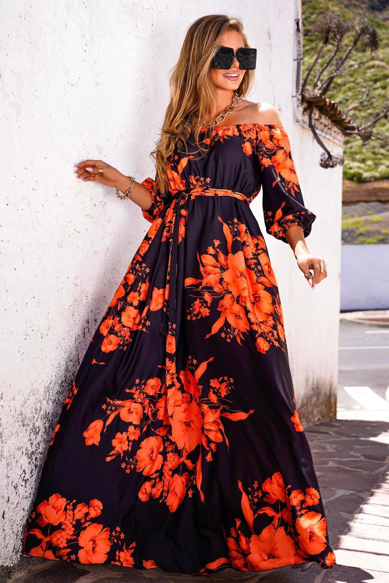 Black floral maxi dress Melody
