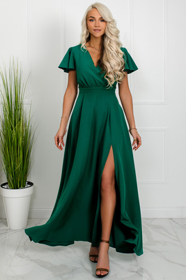 Zaļa maxi kleita ar tauriņa piedurknēm Alīna