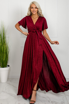 Tumši sarkana mirdzoša maxi kleita Bella