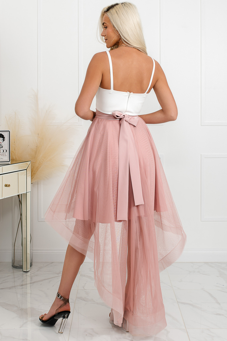Grezna putekļaini rozā asimetriska izlaiduma kleita ar svārku sekciju Eda