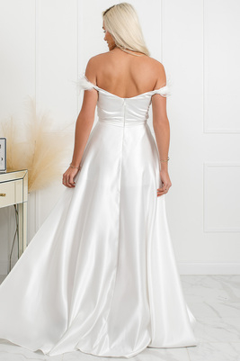 Balta ar spalvām izrotāta kāzu kleita Amina