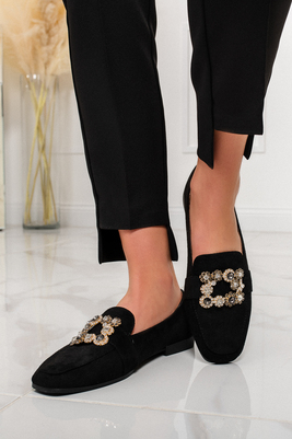 Melnas balerīnas ar rhinestones