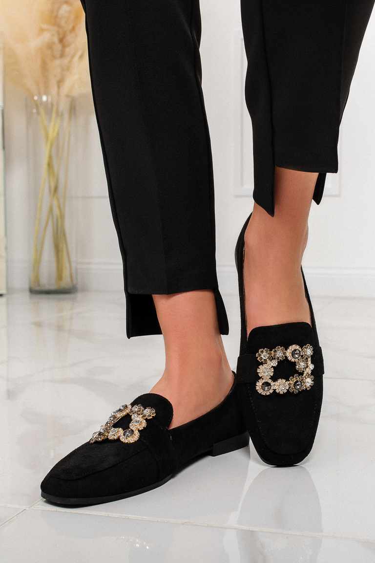 Melnas balerīnas ar rhinestones