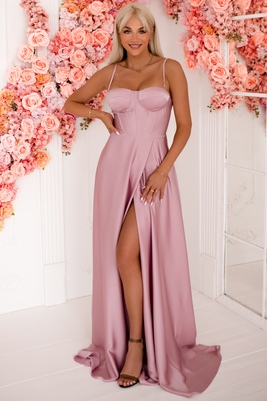 Džuljetas maksi kleita ar gaiši rozā satīna svārkiem