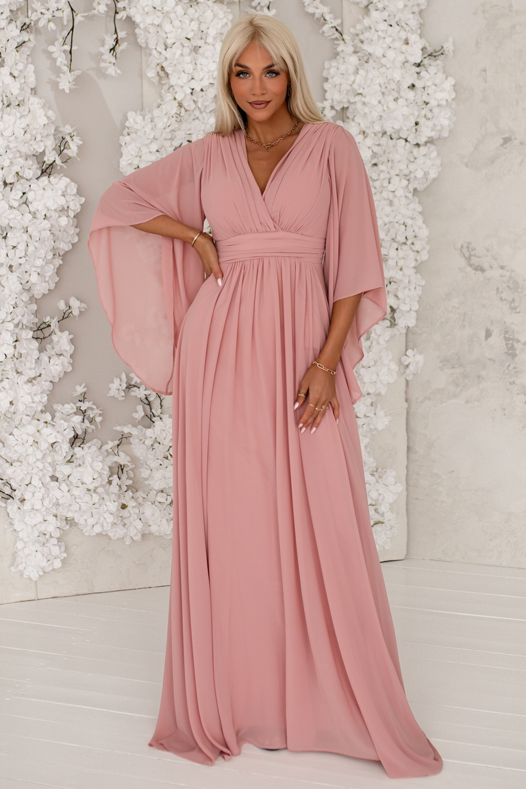 Sloane rozā maxi kleita ar tauriņu piedurknēm