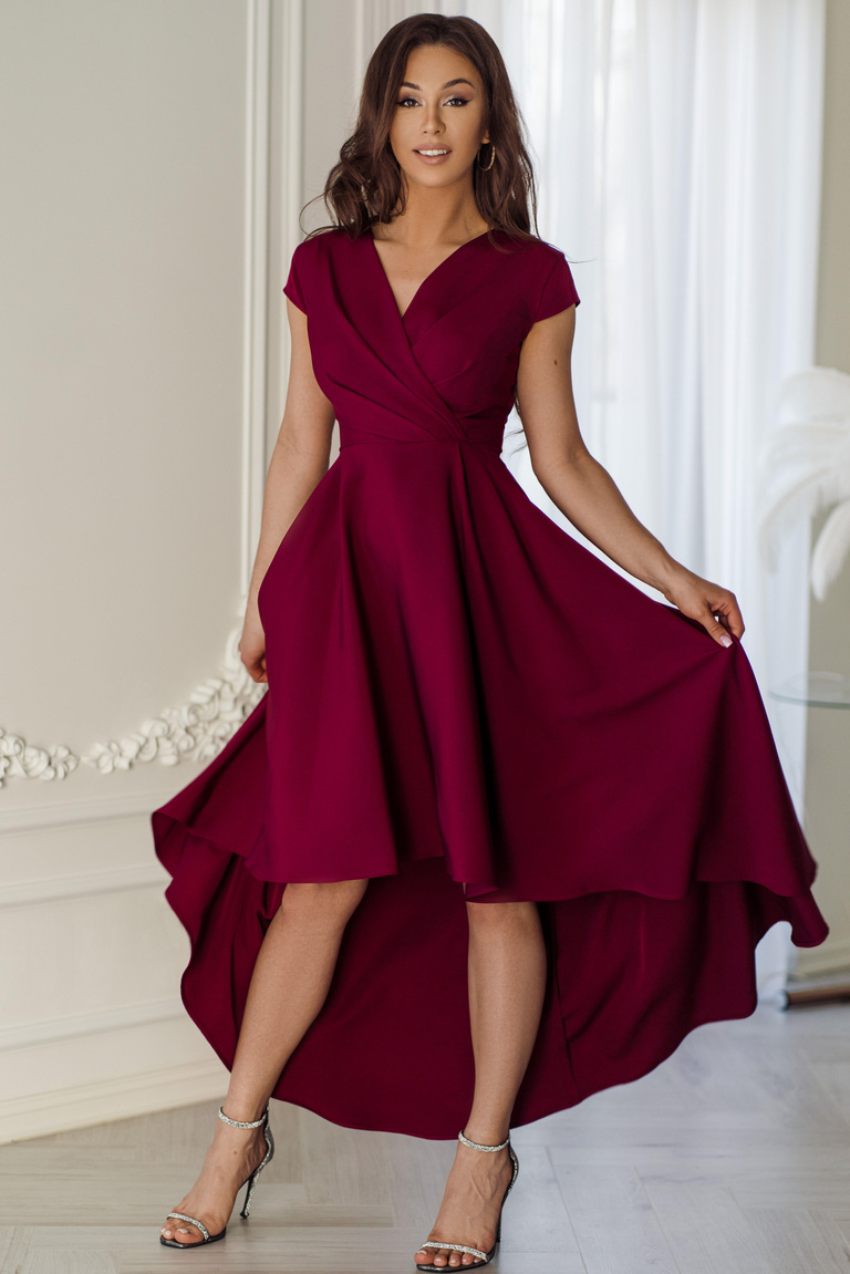 Tumši sarkana asimetriska kleita Destiny