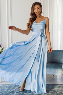 Gaiši zila satīna maxi kleita Iliana