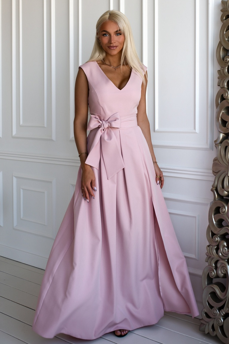 Pelnu rozā maxi kleita ar V veida izgriezumu Matilda