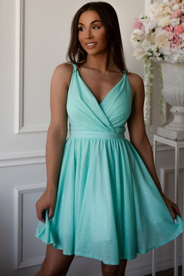 Piparmētru zaļa mirdzoša izlaiduma kleita Valencia mini