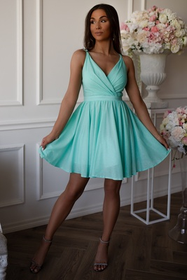 Piparmētru zaļa mirdzoša izlaiduma kleita Valencia mini