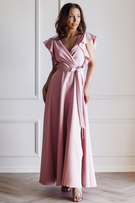 Cathrine rozā maxi kleita ar tauriņu piedurknēm