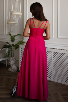 Rubīna sarkana šķēluma maksi kleita Valencia