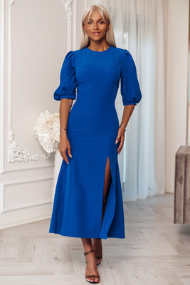 Olīvijas zila midi kleita ar puspiedurknēm