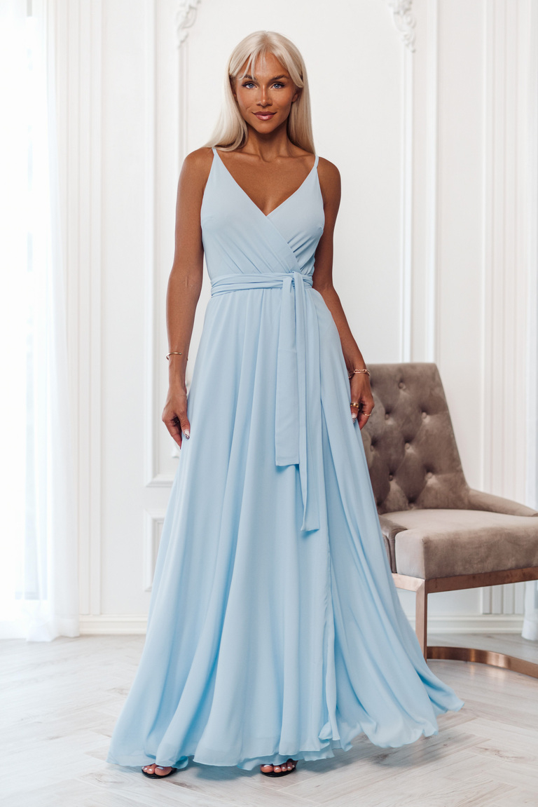 Gaiši zila šifona maksi kleita Milanda