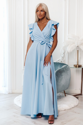 Gaiši zila maxi kleita ar tauriņa piedurknēm Cathrine