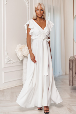 Balta maxi kleita ar tauriņa piedurknēm Cathrine