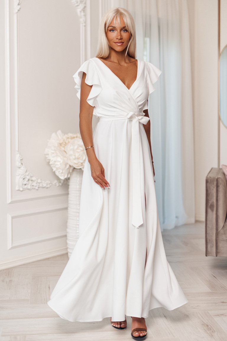 Balta maxi kleita ar tauriņa piedurknēm Cathrine