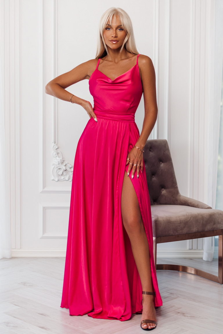 Fuksijas satīna maxi kleita Iliana