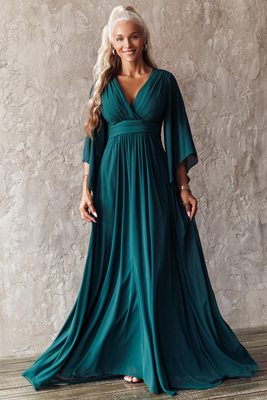 Sloane zaļa maxi kleita ar tauriņa piedurknēm