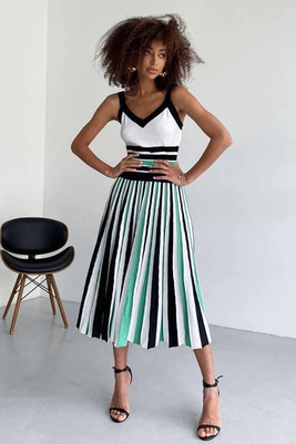 Trīs krāsu trikotāžas kleita Tatum