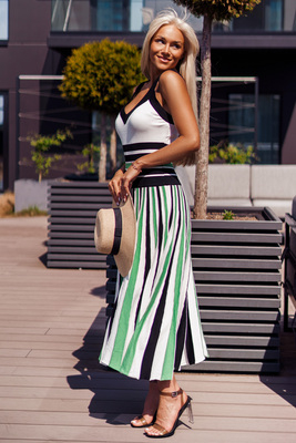 Trīs krāsu trikotāžas kleita Tatum