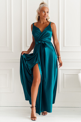 Zaļa satīna maksi kleita Valencia