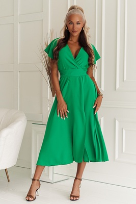 Faye zaļa midi kleita ar šķēlumu