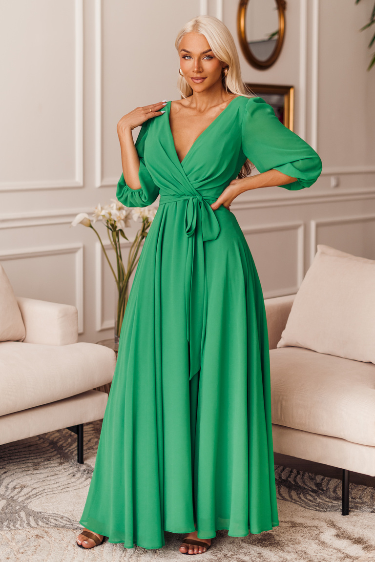 Rebecca zaļa maxi kleita ar pilniem svārkiem