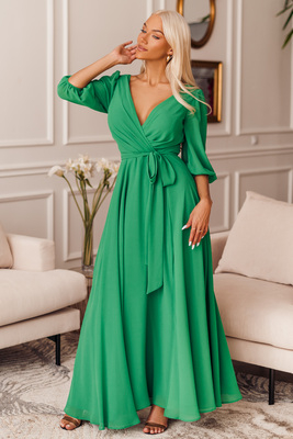 Rebecca zaļa maxi kleita ar pilniem svārkiem