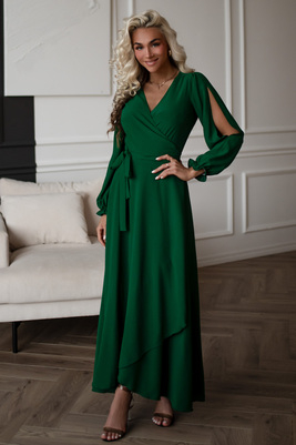 Zaļā gingham maxi kleita Xamira