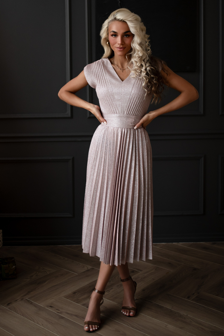 Pelnu rozā midi kleita Celeste no Premium kolekcijas