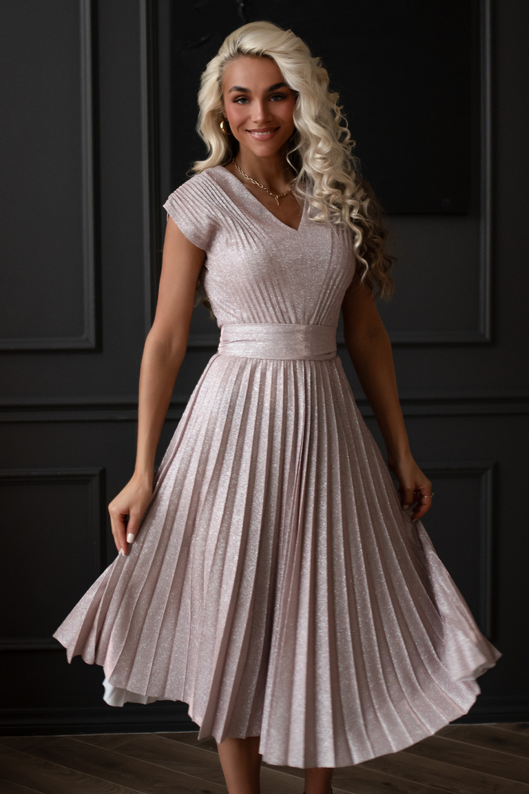 Pelnu rozā midi kleita Celeste no Premium kolekcijas