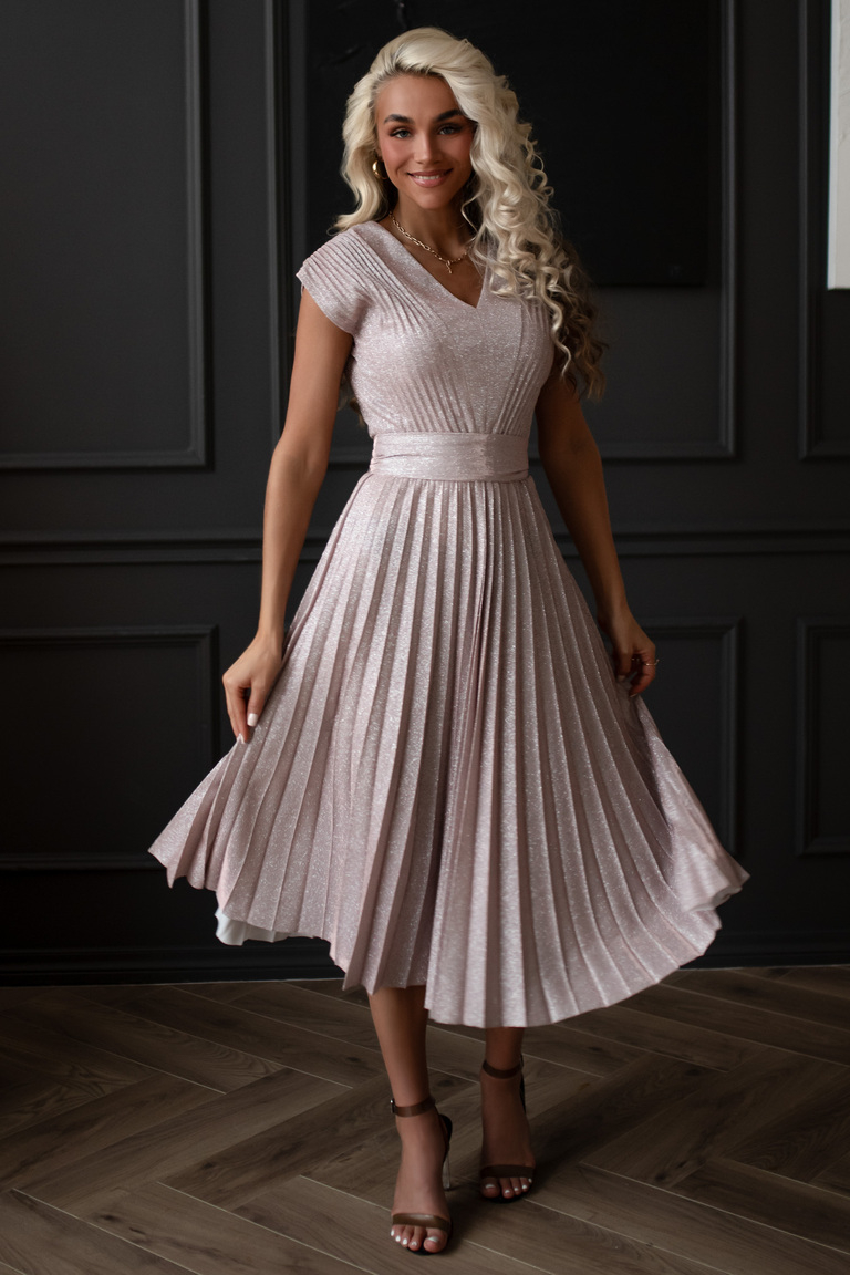 Pelnu rozā midi kleita Celeste no Premium kolekcijas