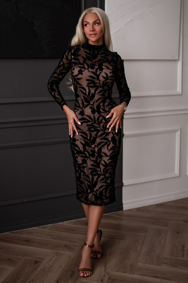 Melna mežģīņu midi kleita Rayleigh