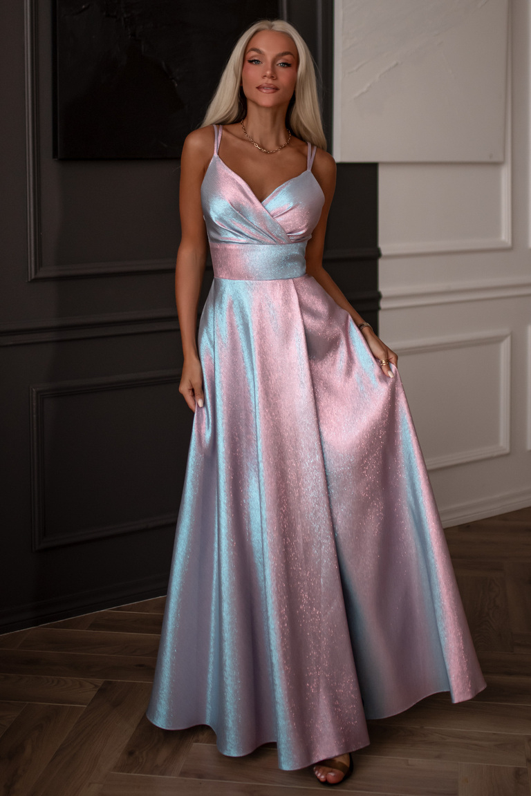 Hameleona maksi kleita Denise Lux gaiši zila/rozā