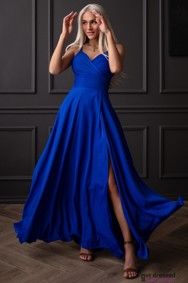 Zils šķēlums maksi kleita Denise