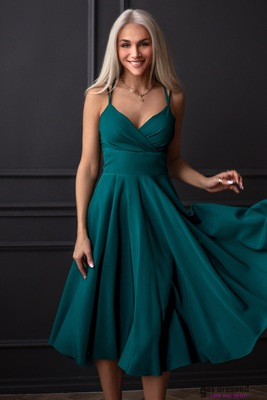 Zaļa izlaiduma kleita ar plānām lencītēm Daisy