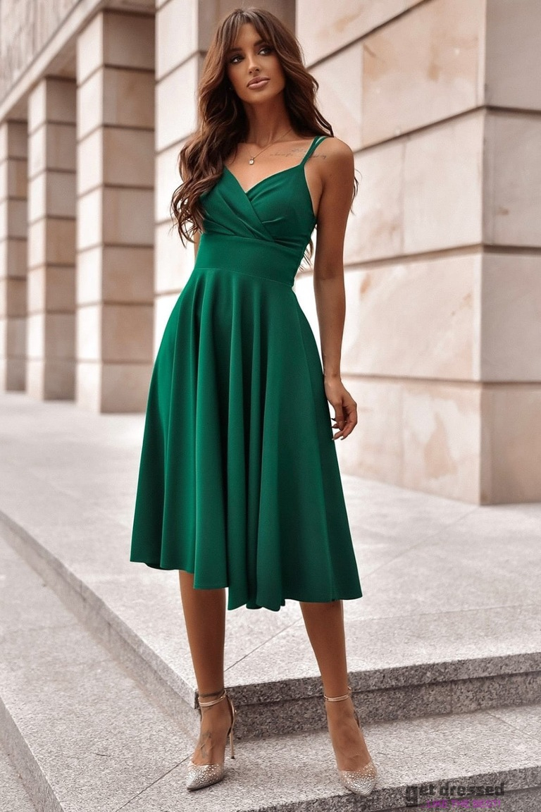 Zaļa izlaiduma kleita ar plānām lencītēm Daisy