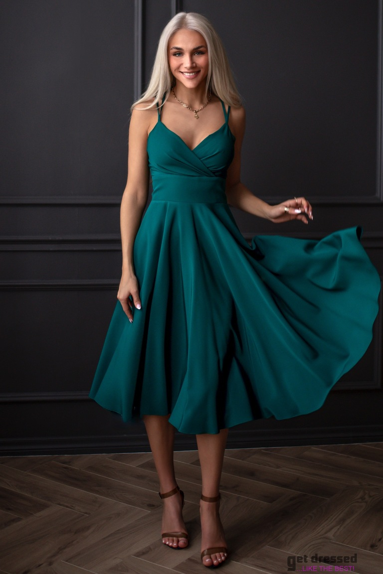 Zaļa izlaiduma kleita ar plānām lencītēm Daisy