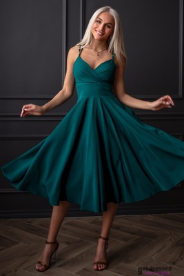 Zaļa izlaiduma kleita ar plānām lencītēm Daisy