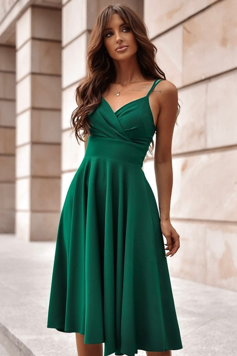 Zaļa izlaiduma kleita ar plānām lencītēm Daisy